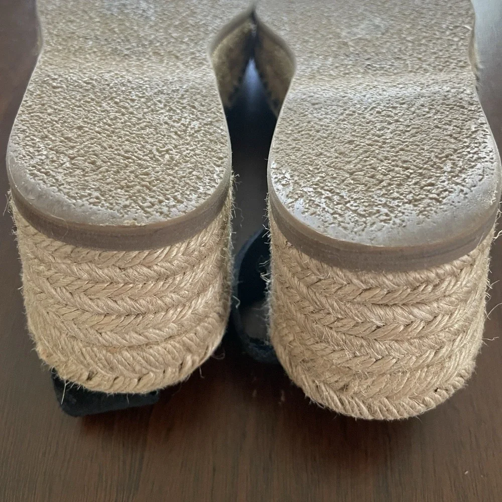 Rag & Bone Calla Espadrille Wedge Sandal Women 38.5 US 8.5‎ $395 Black Suede